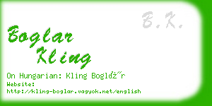 boglar kling business card
